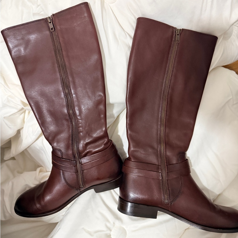 Frye Brown Leather Tall, Knee Boots - Picture 8 of 10